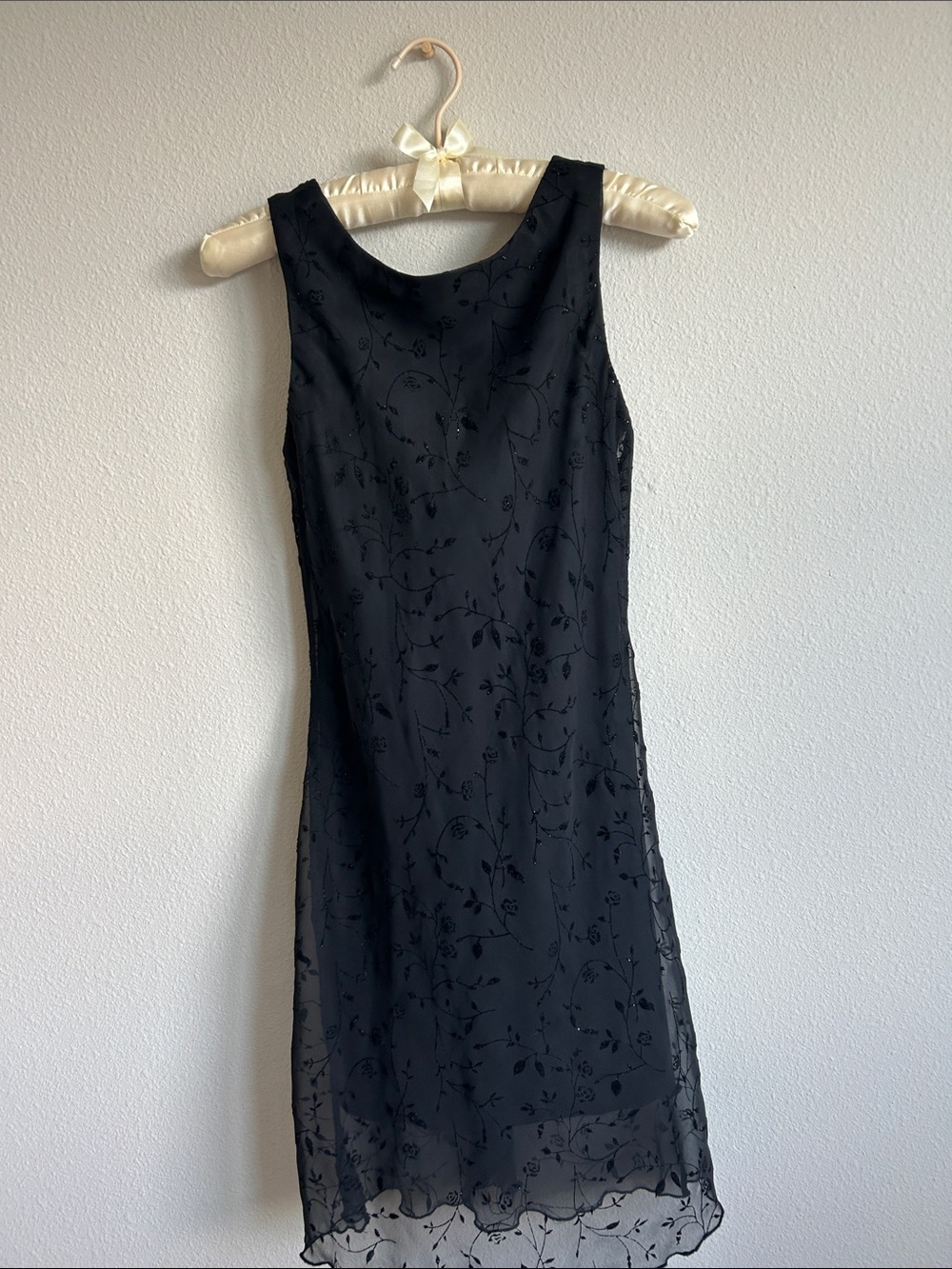 Vintage 90’s My Michelle Black Floral Overlay Sleeveless Dress